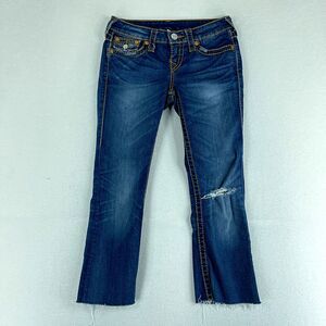 True Religion Womens Jeans Blue Tag Size 26 (28x23.5)  Low Rise Cut-Off Denim